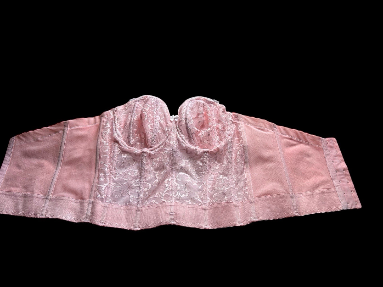 Vintage Corset Bustier Pink Lingerie Bra Crop Top Romantic Coquette Lace 36B Bra