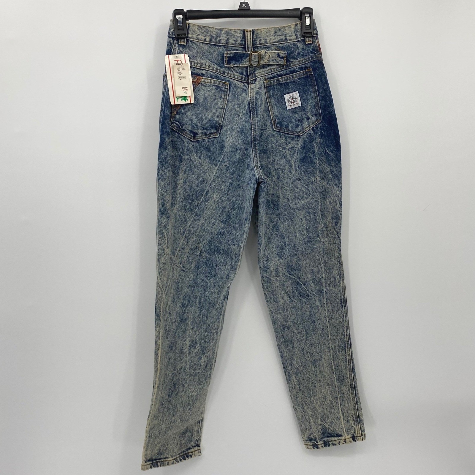NWT Vintage Palmettos Acid Wash Cinch Back Jeans Paisley Inset USA 12T 9JR