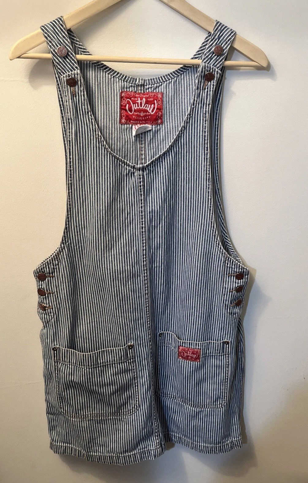 Vintage The Original Outlaw Railroad Conductor Stripe Overall Jumper Size Large
