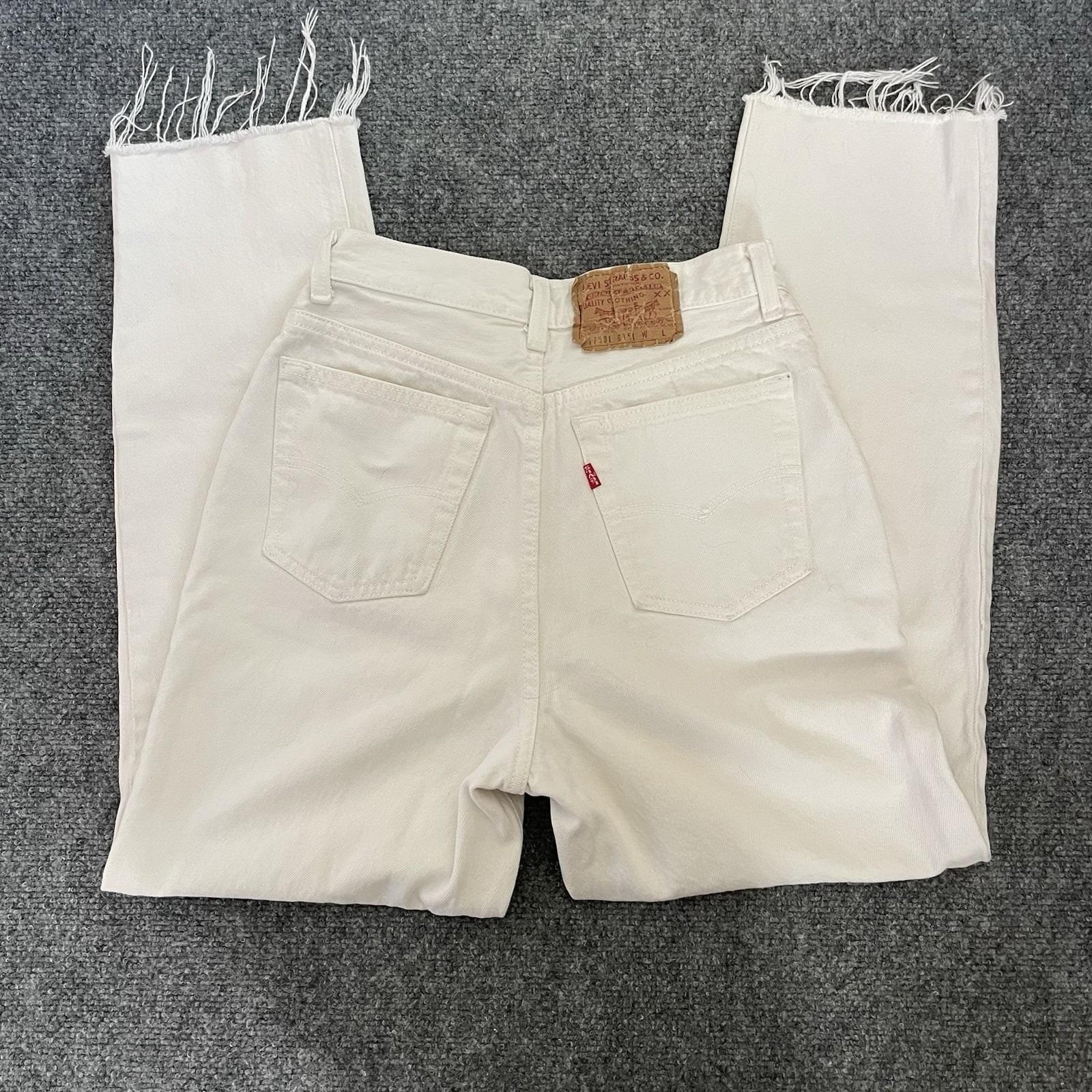 Vintage Levi’s Button Fly Jeans Paper Patch 70’s USA Size 9 White Denim 25×27