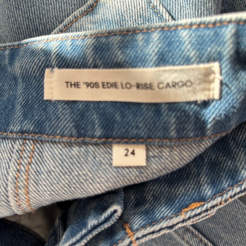 Denim Forum The ’90s Edie Lo-rise Cargo Jean in 7 Yrs Pctr Ths Bleu Size 24 NWOT