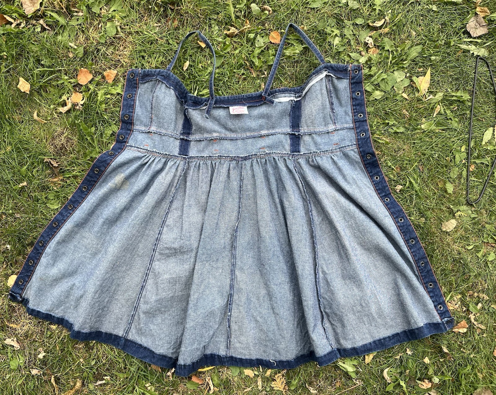 1970s Joni Blair 100% Cotton Denim Dress Knee Length Snap Closure