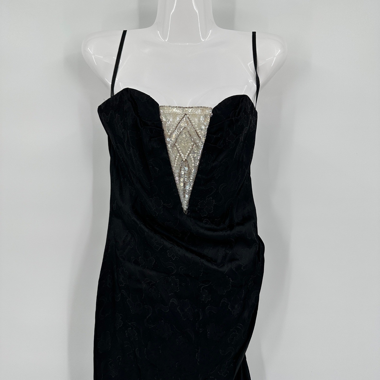 Womens Vintage Y2K Whimsigoth Midi Dress Size 7 Formal Vamp Regency Glam Black