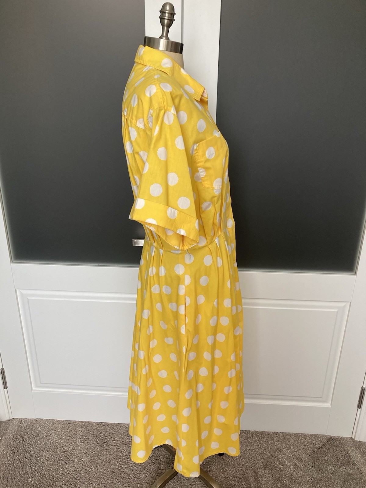 Darian VTG Yellow Polka Dot Shirt Dress Rockabilly Size M – Damaged For Costume