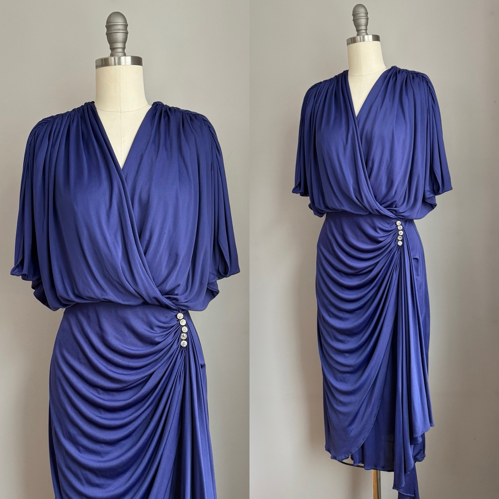Vintage 80’s 90’s Draped Tadashi Cocktail Party Dress Size Small
