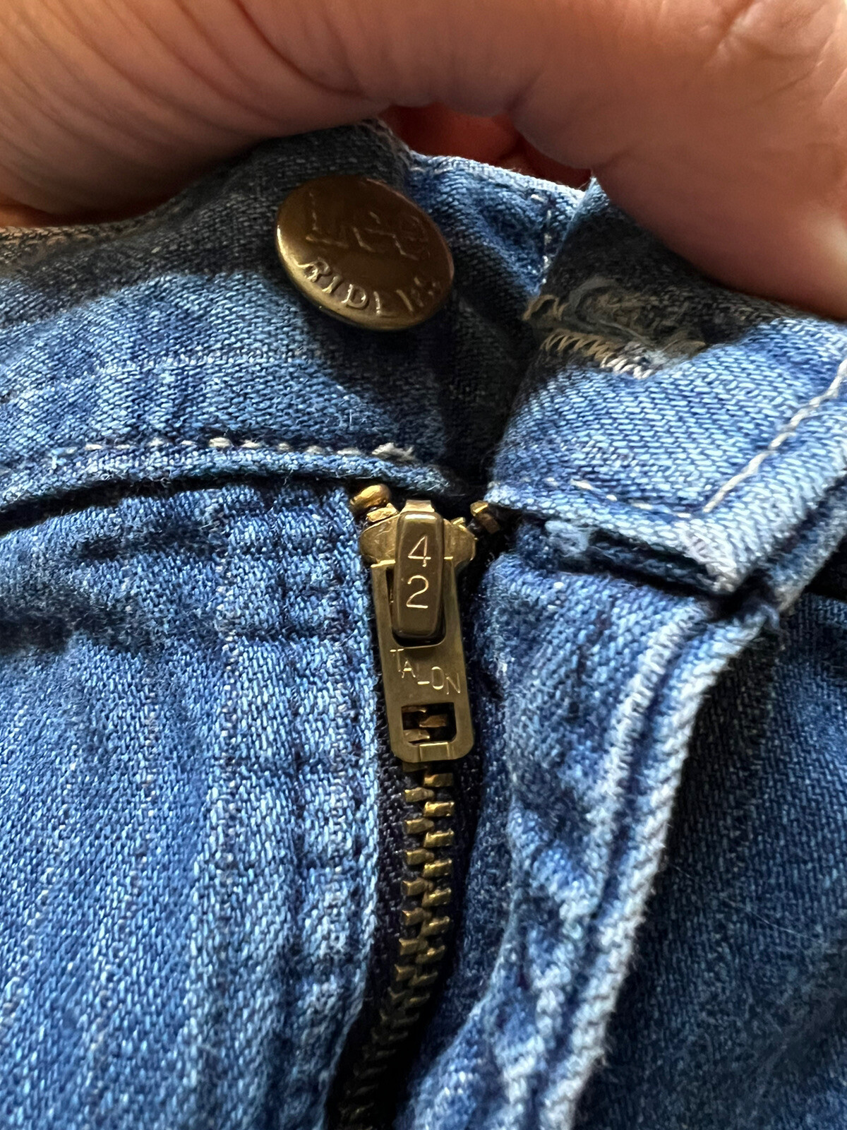 Vintage 70s Lee Jeans Tapered Pin Stripe Talon 42 Zipper