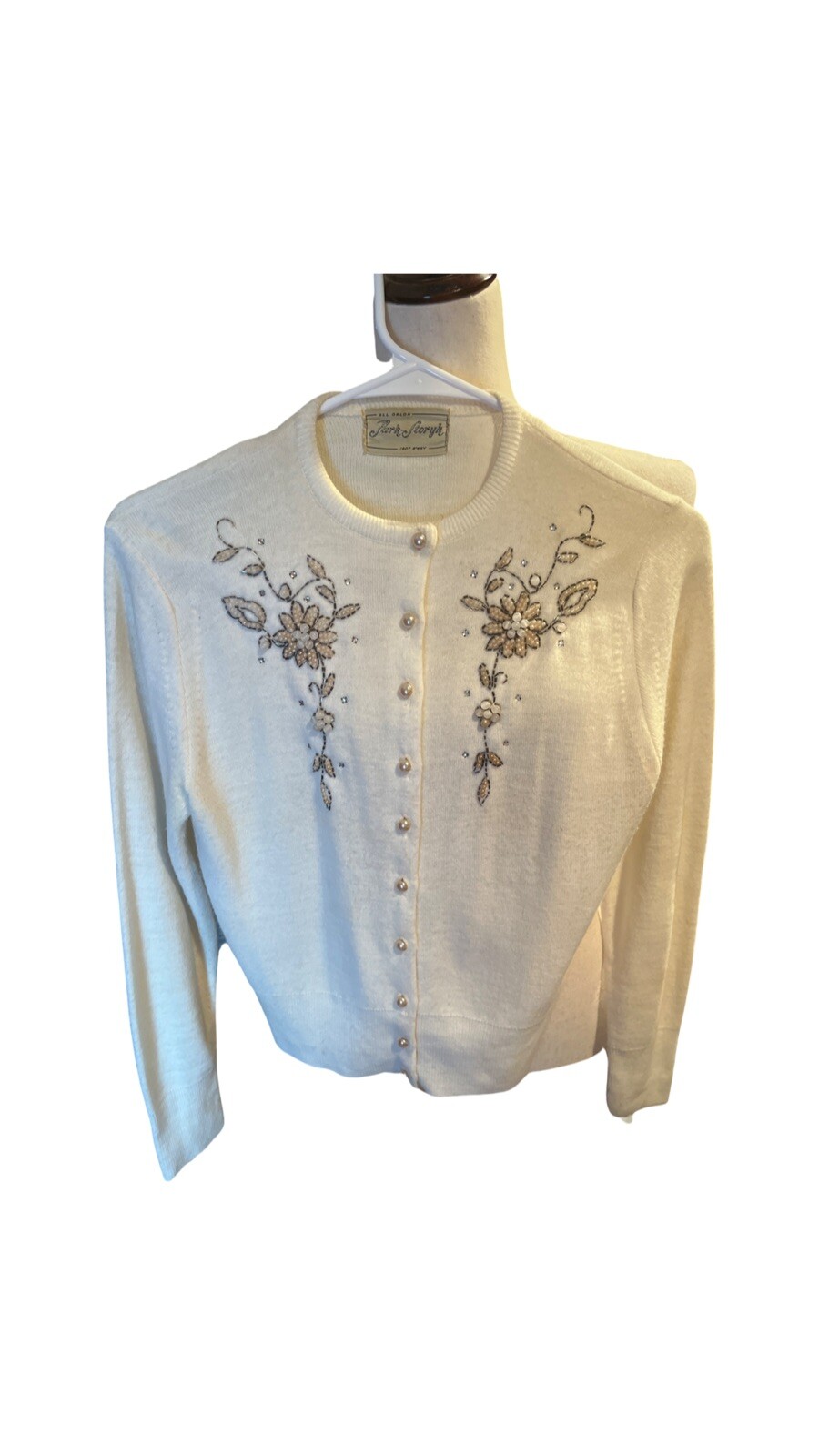 Vintage Park Storyk Beaded cardigan STAINED Use Only For Beads/ Buttons