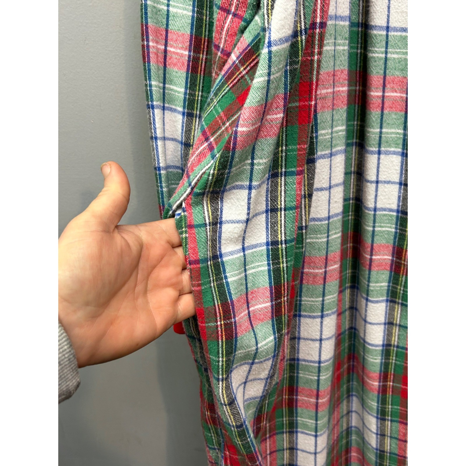 The Tog Shop Nightgown Womens Large Red Green Plaid Cotton Zipper Lounger Vtg