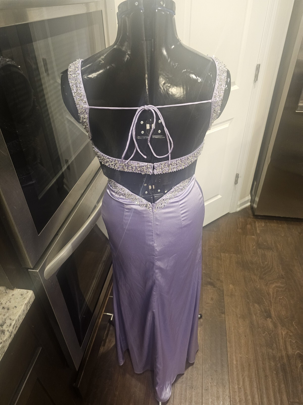 Vintage Cache Purple Beaded Sequin Backless long Gown Xs-small