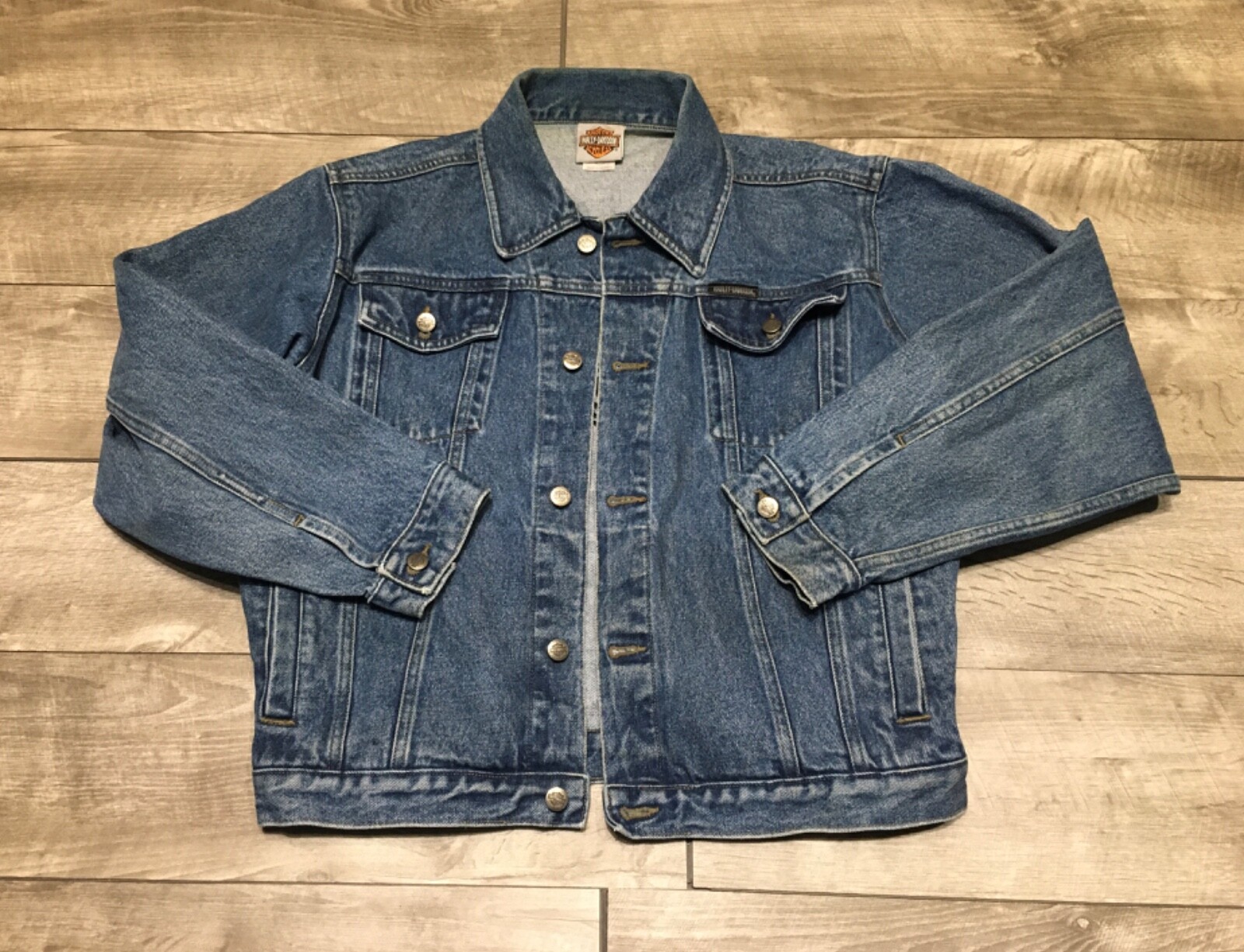 Vintage Harley-Davidson Motorcycles Denim Jean Jacket Womens Size XLarge 18 Blue