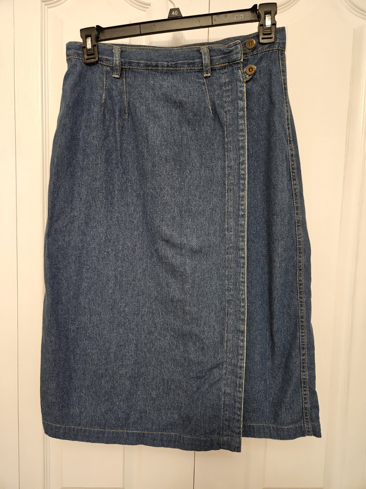 Denim Long Wrap Skirt Vintage Faded Glory Authentic Wear Blue Women’s Size M/L