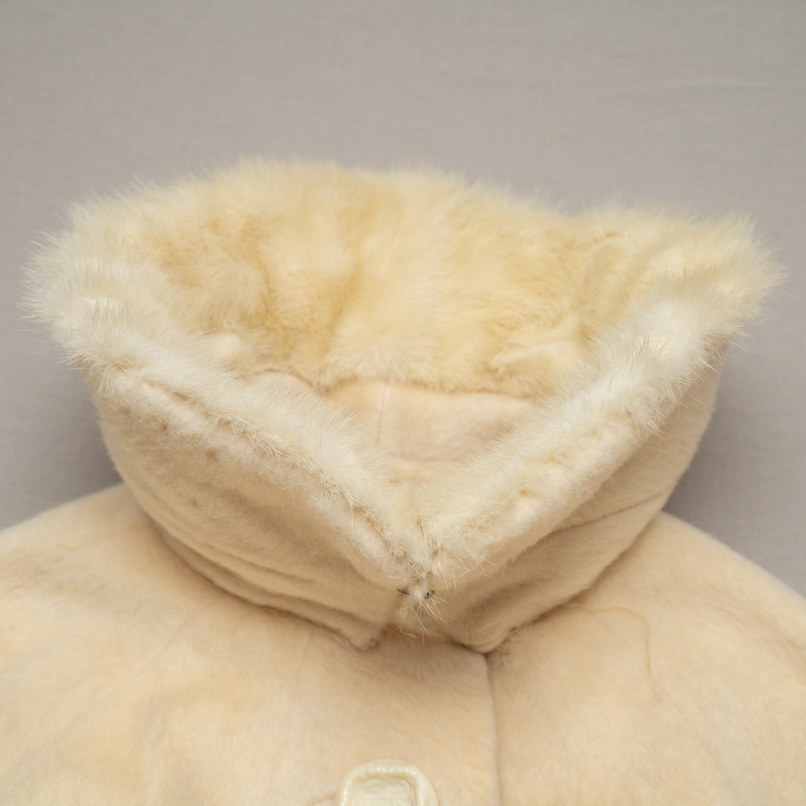 Vintage 50s Womens Pea Coat Rabbit Fur Collar Mohair Jacket Button Up Mod