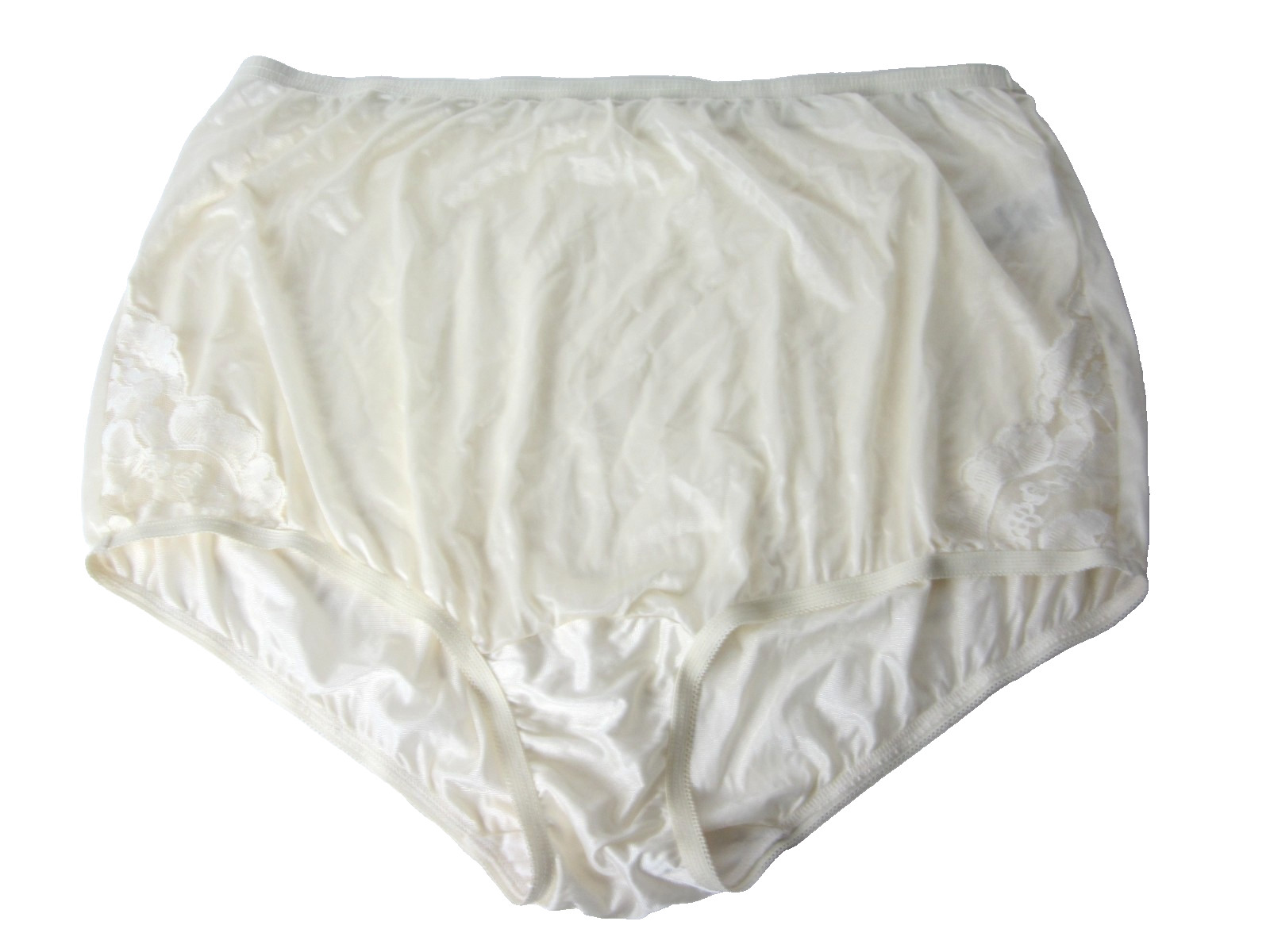Vanity Fair Cream Lace Nouveau Silky Panties Size 10 High Waist Briefs Vintage