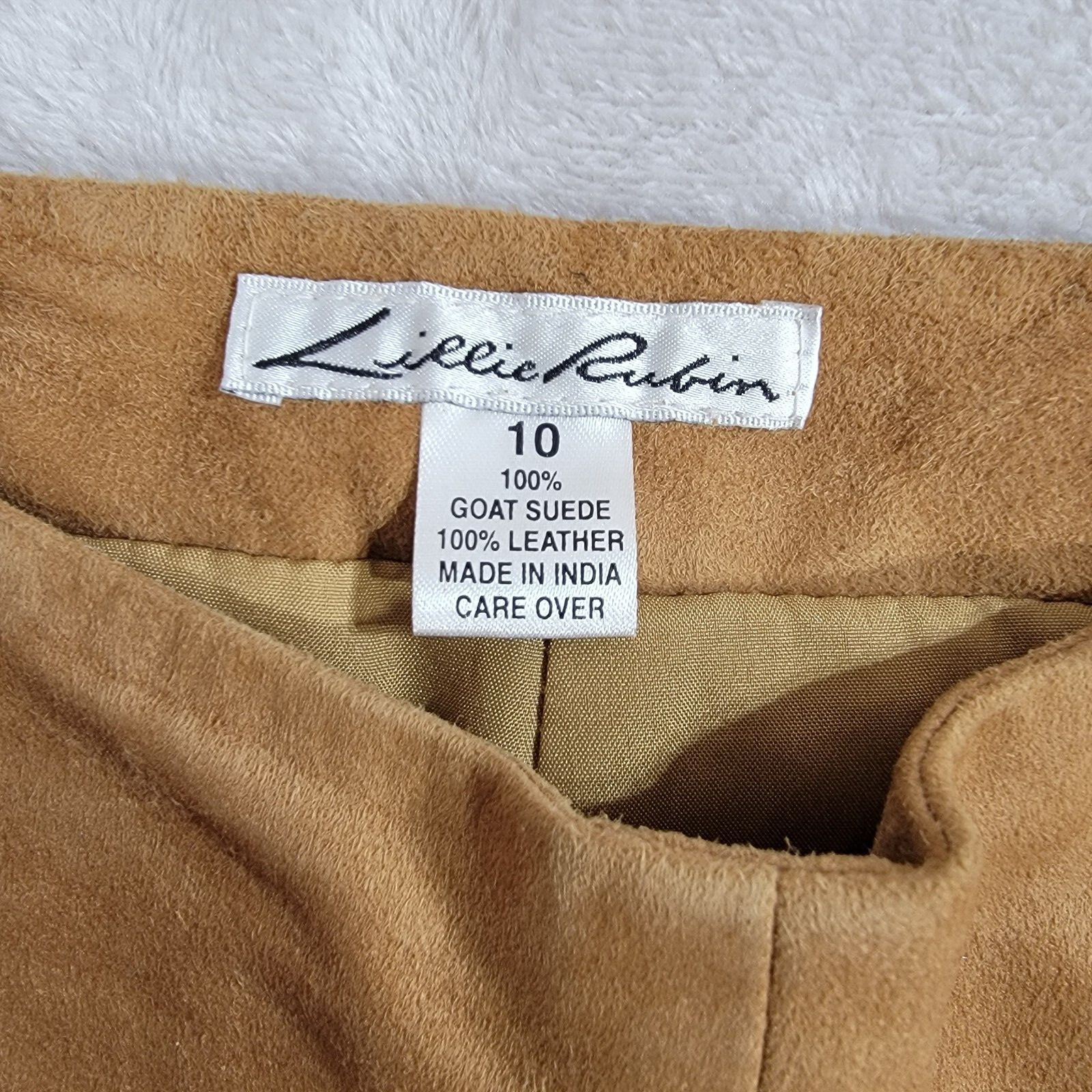 Vintage Lillie Rubin Pant Womens 10 Tan 100% Goat Suede High Rise Bell Bottom