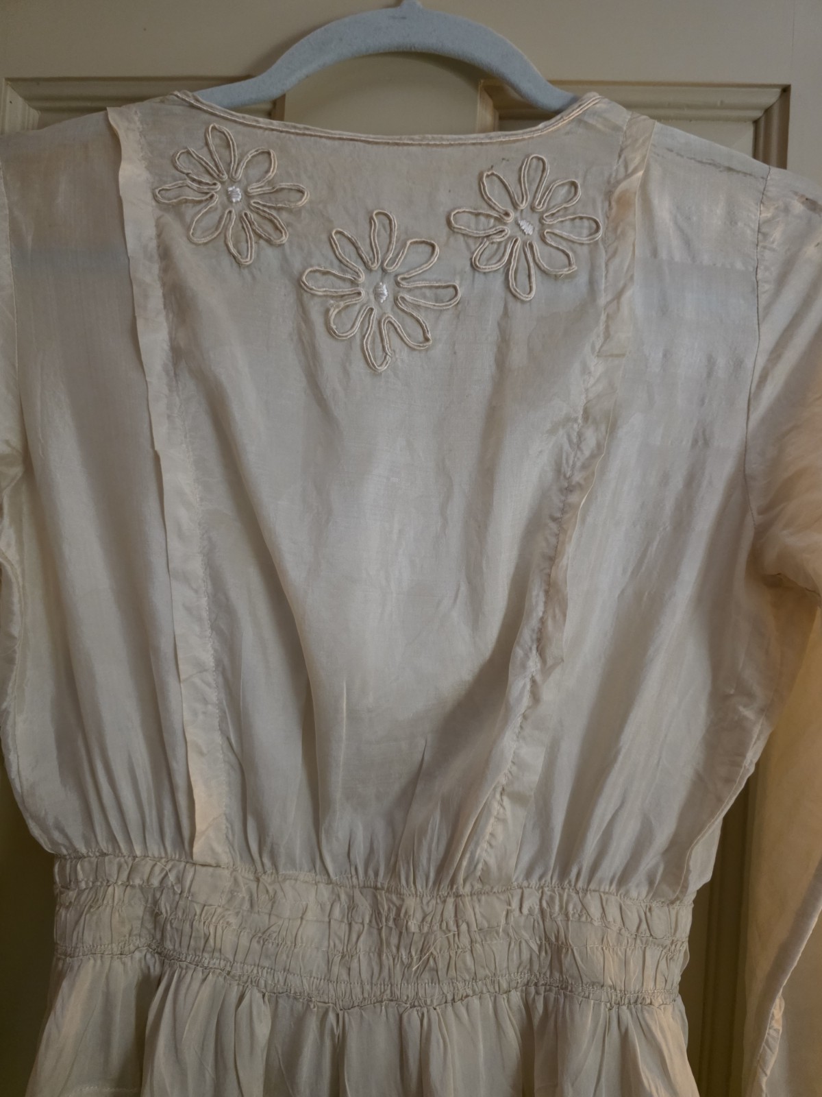 Antique Victorian Edwardian Ladies Wedding Fancy Dress with Soutache Flowers