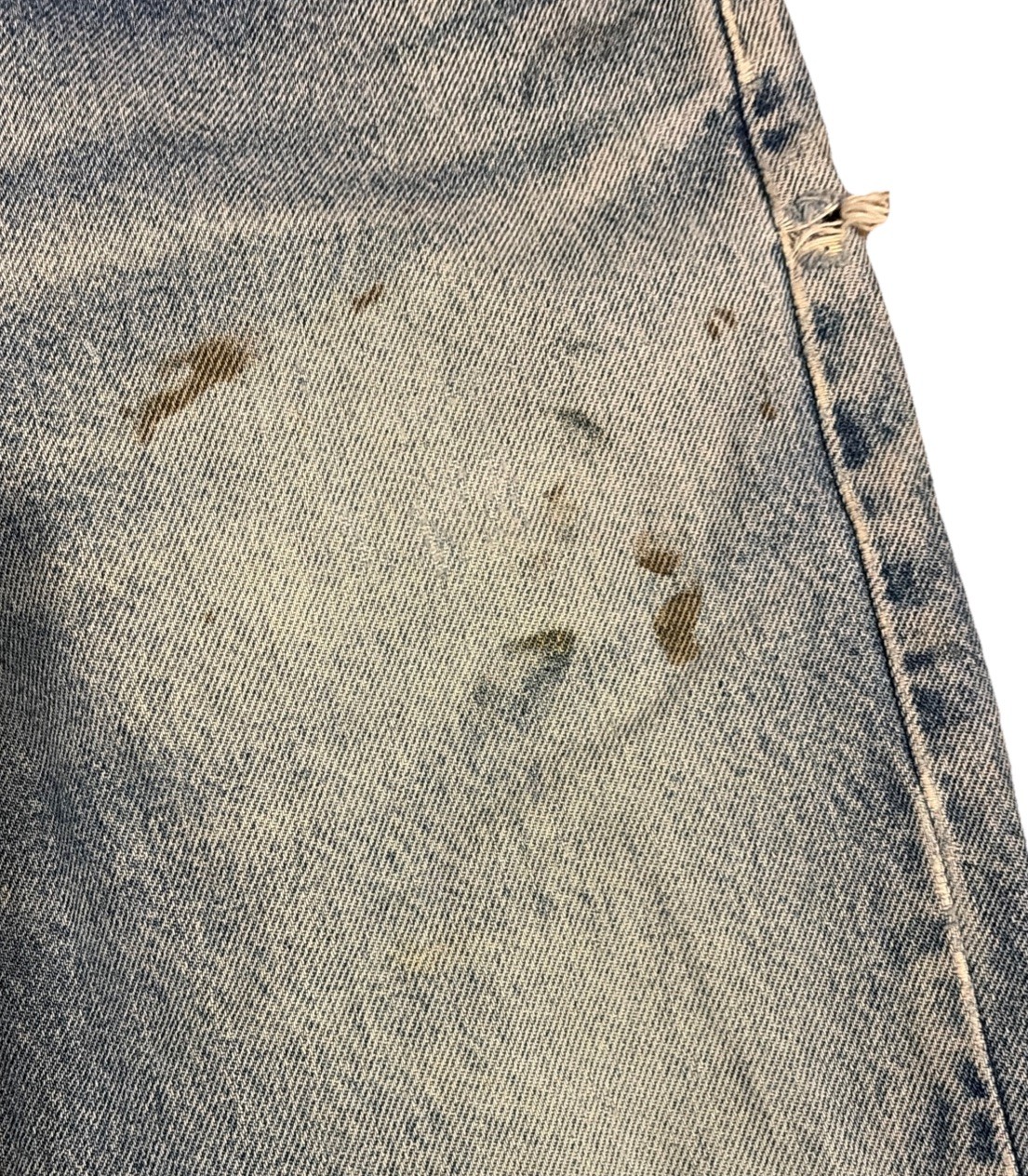 Vintage Levis 505 0216 Womens 31×26 Jeans Straight Distressed Paint Indigo Fades