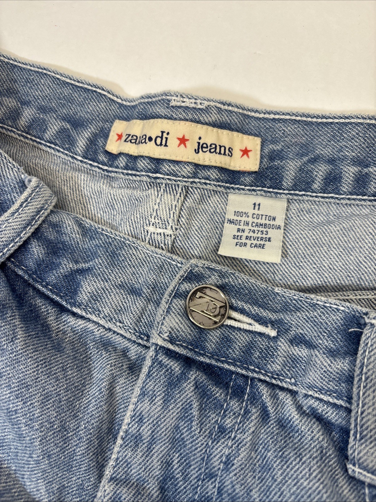 Vintage Blue Jean Shorts Zana Di Embroidered Dragon