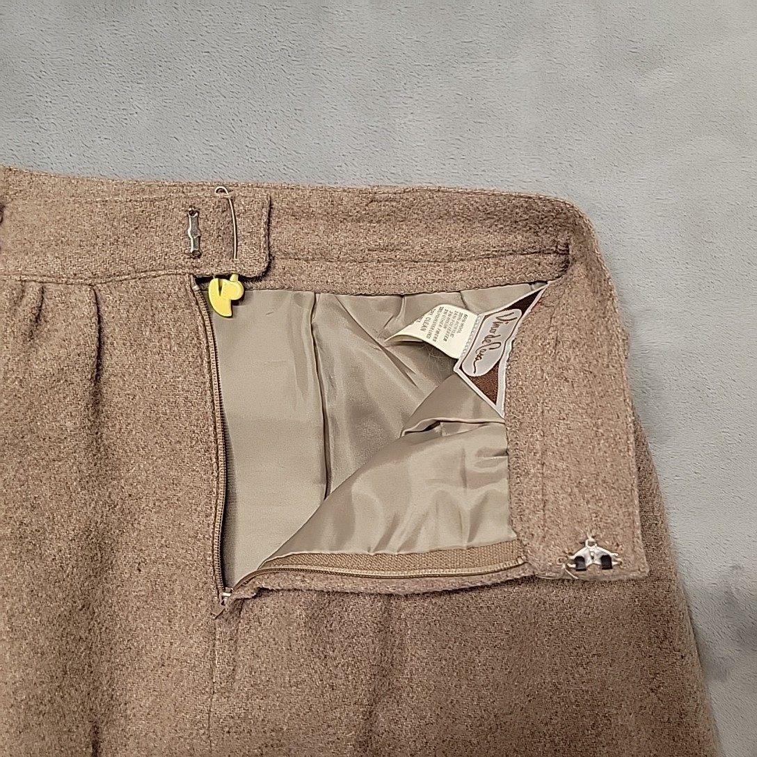 VTG Vino De Casa Skirt Womens 7 Beige Wool Blend A-Line Pleated Made In Japan