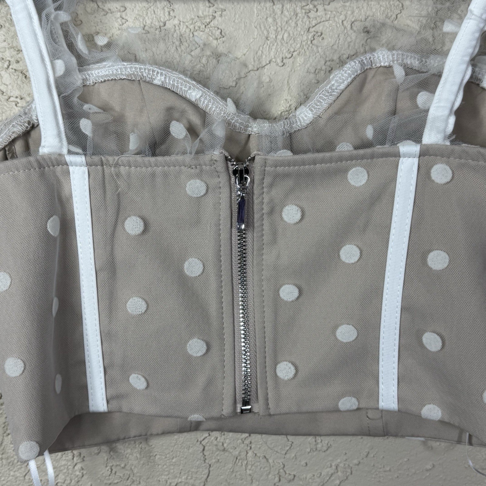 Hello Molly Corset Top Sheer Polka Dot XS Dainty Feminine Cottagecore Coquette