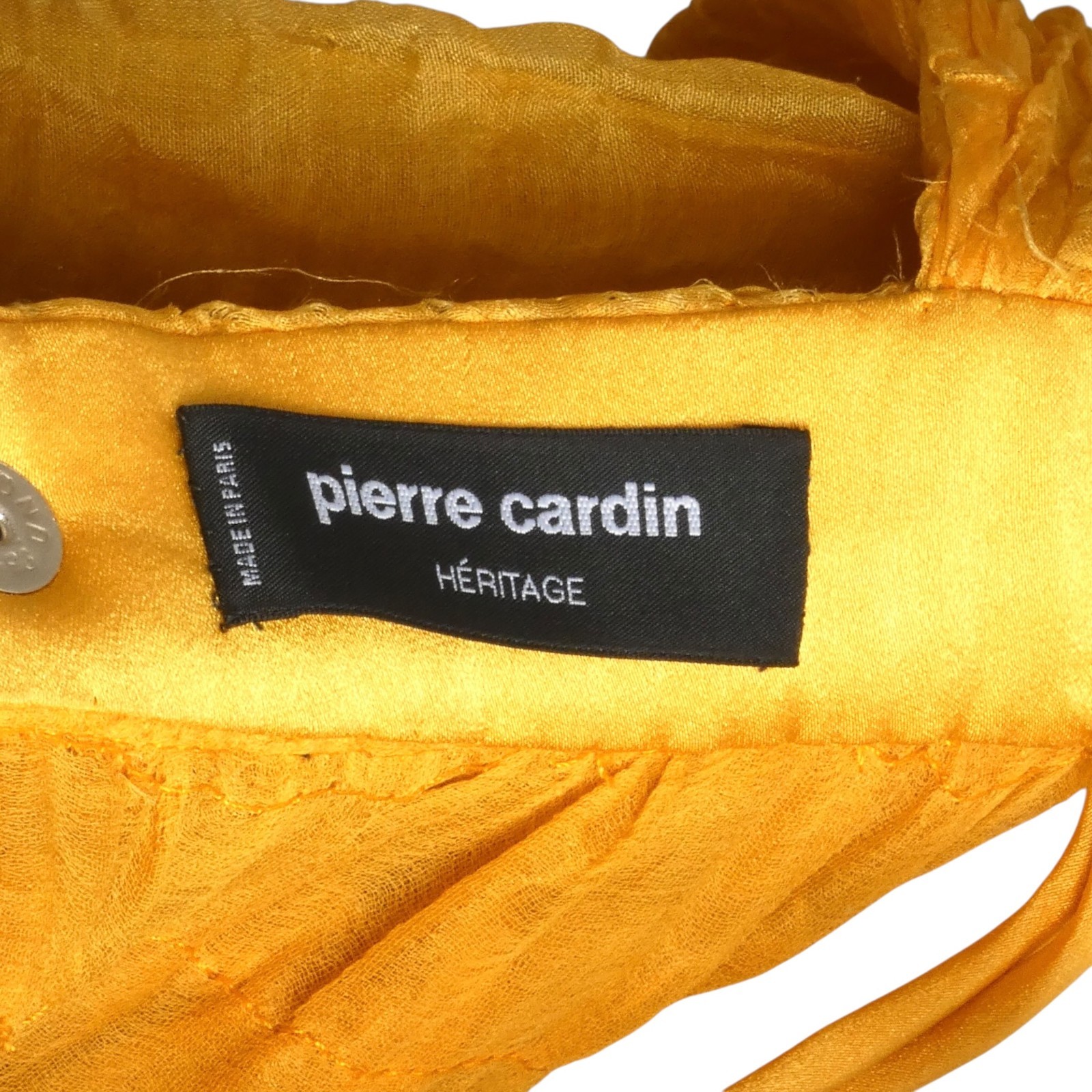 PIERRE CARDIN BOUTIQUE- 1996 Yellow Textured Organza Halter Dress, Size-4