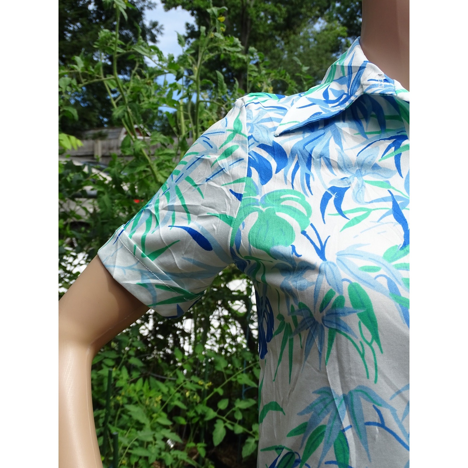 Vintage 70s Jayson Classics Bamboo Botanical Print Shirt Womens Medium Hawaiian