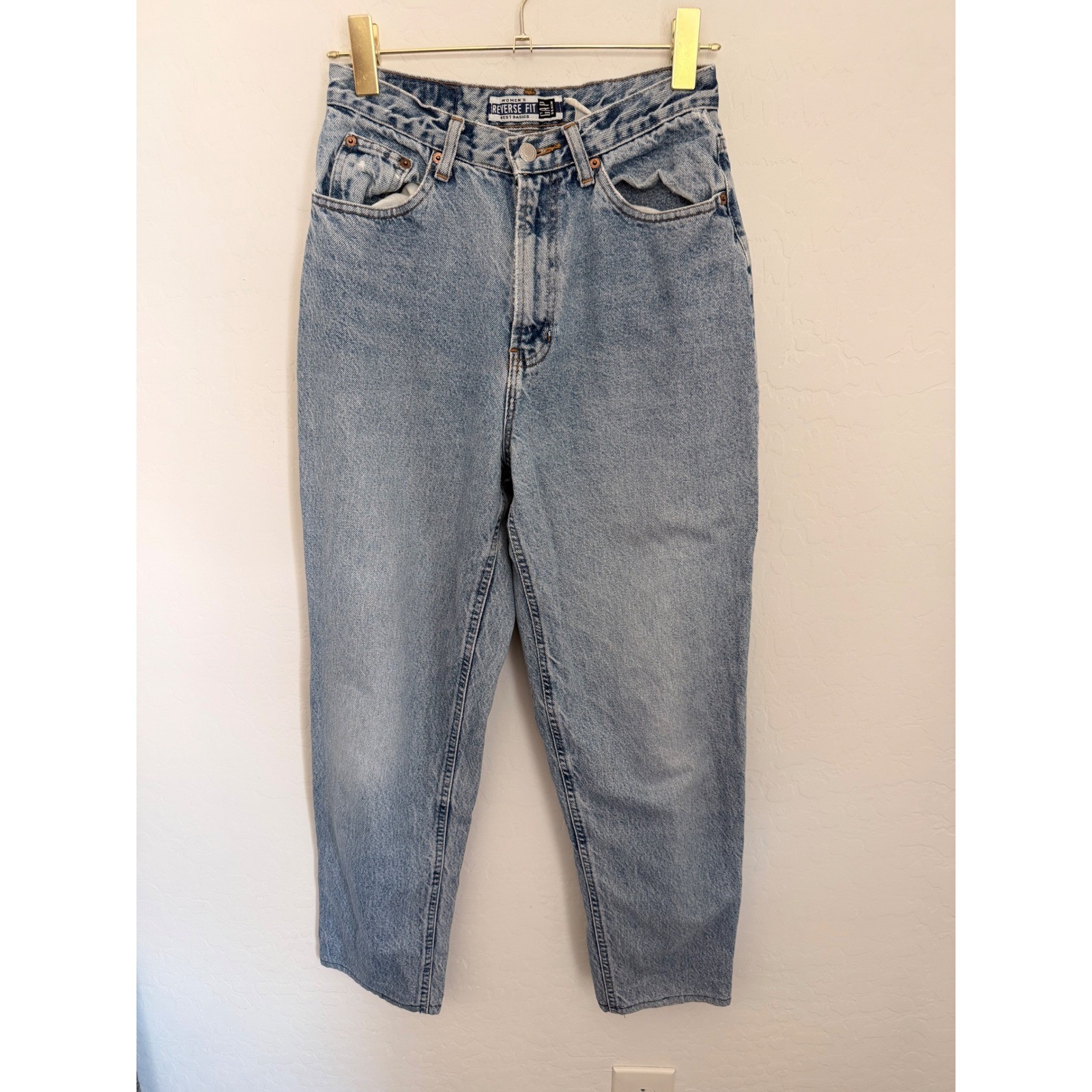 Vintage GAP Reverse Fit High Rise Tapered Light Wash Blue Denim Jeans Womens 29