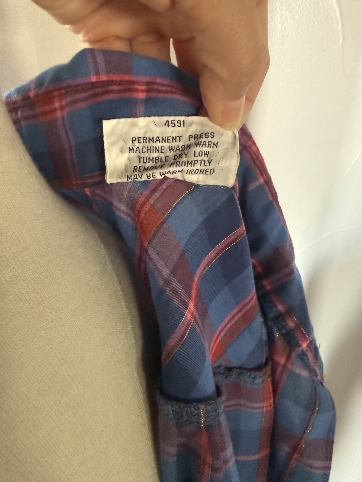 Vintage 70s/80s Button Up Blouse Plaid Size 32/small