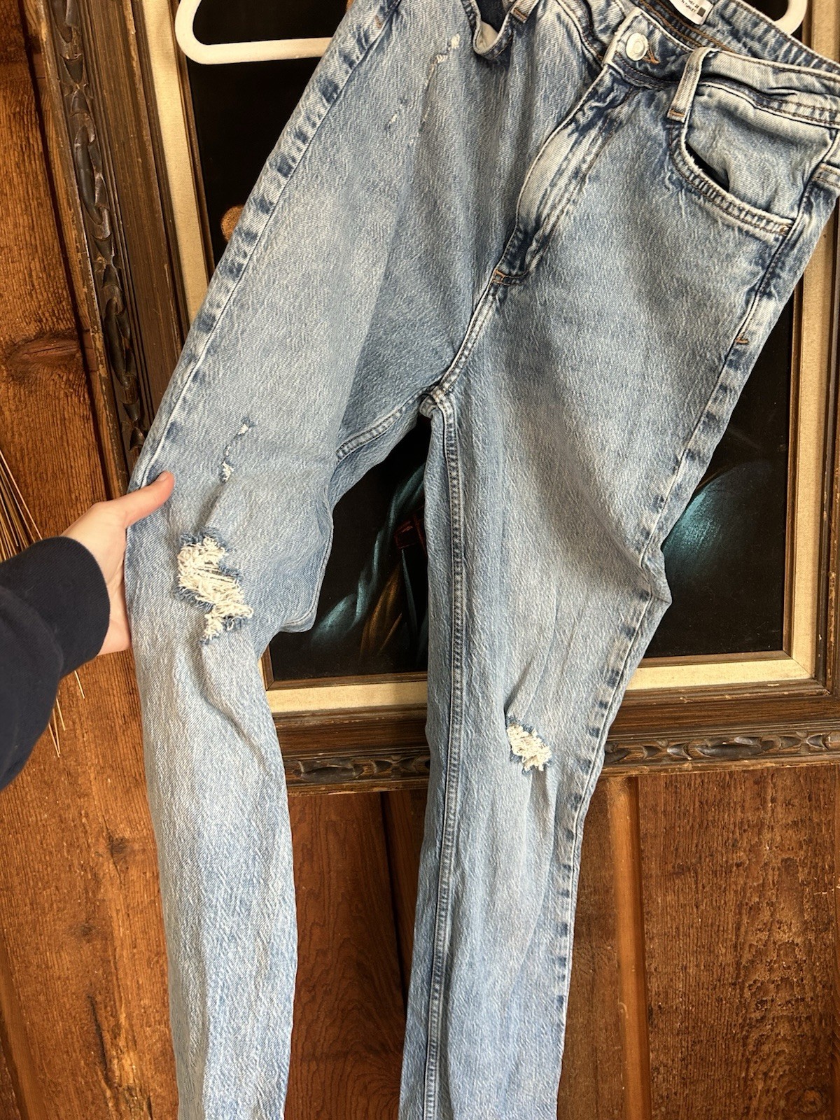 ZARA Women’s Distressed Blue Jeans Denim USA 6 Split flare Y2K