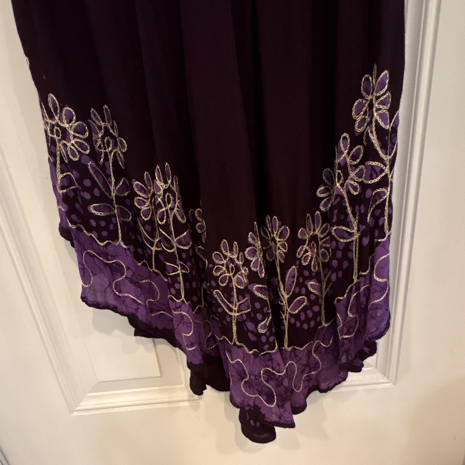 Hippie Deep V-Neck Ethnic India Floral Bib Dress Boho Festival Midi