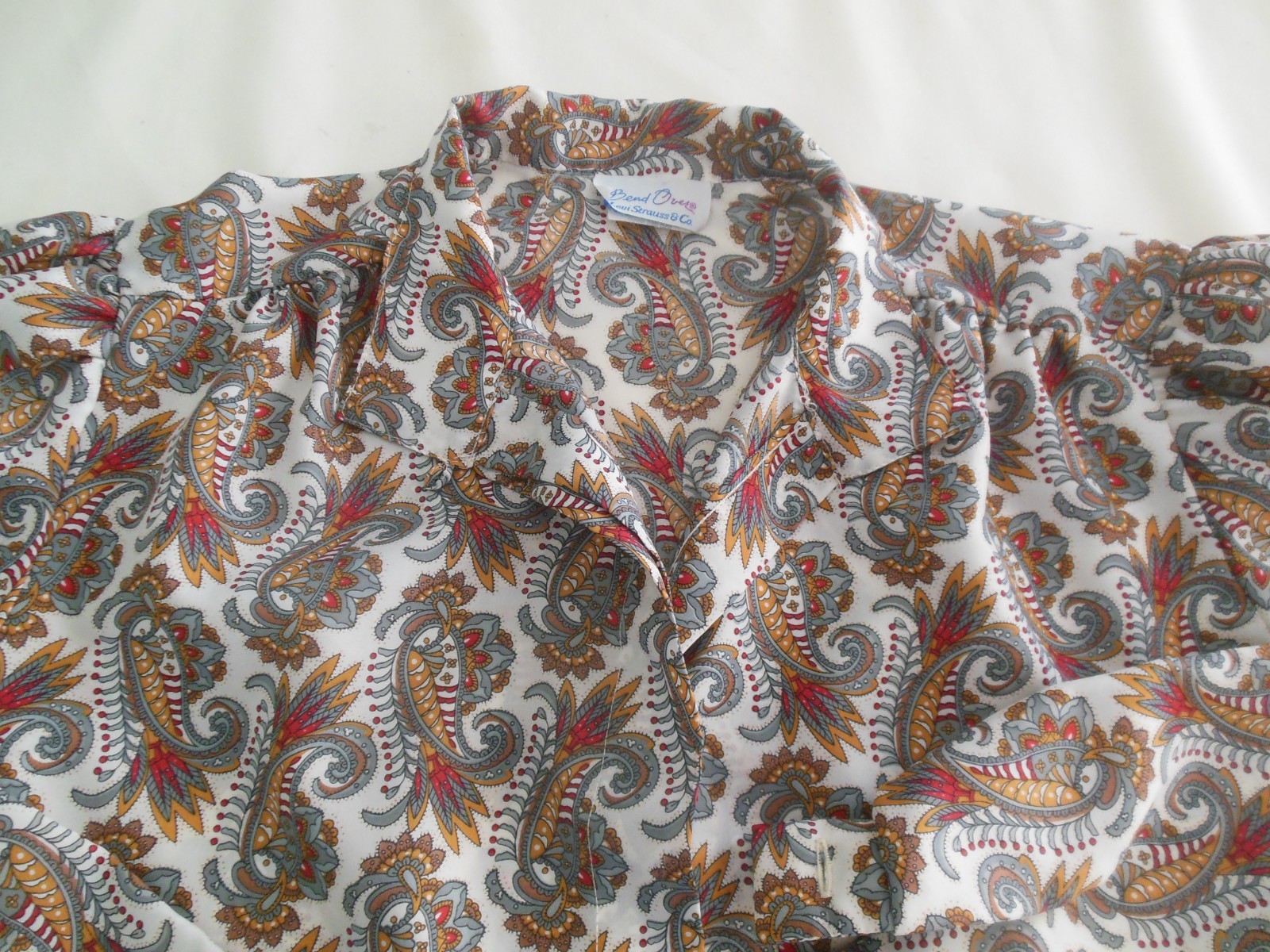 Vintage Bend Over Levi Strauss Button Up Collared Blouse Womens Paisley *READ