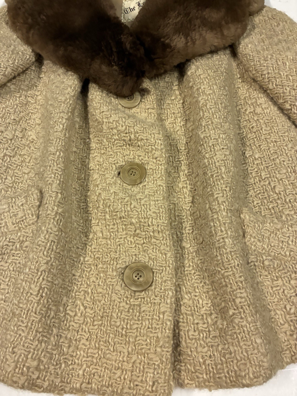 Vtg 70s Forstmann Coat with Fur Collar and Cuffs Wool Blend 3 Button Up