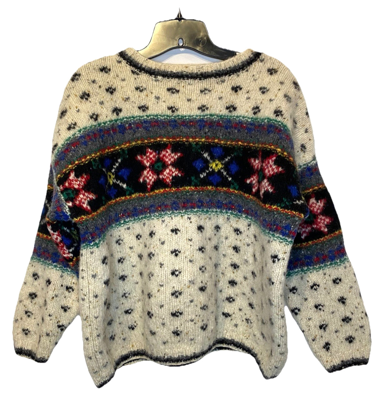 VTG The Limited America Collection HAND KNIT Ski Sweater 100% Wool Nordic Large