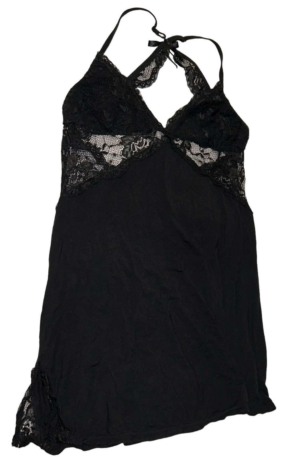 Avidlove Black Silky Sheer Lace Sides Nightie Nightgown Womens S