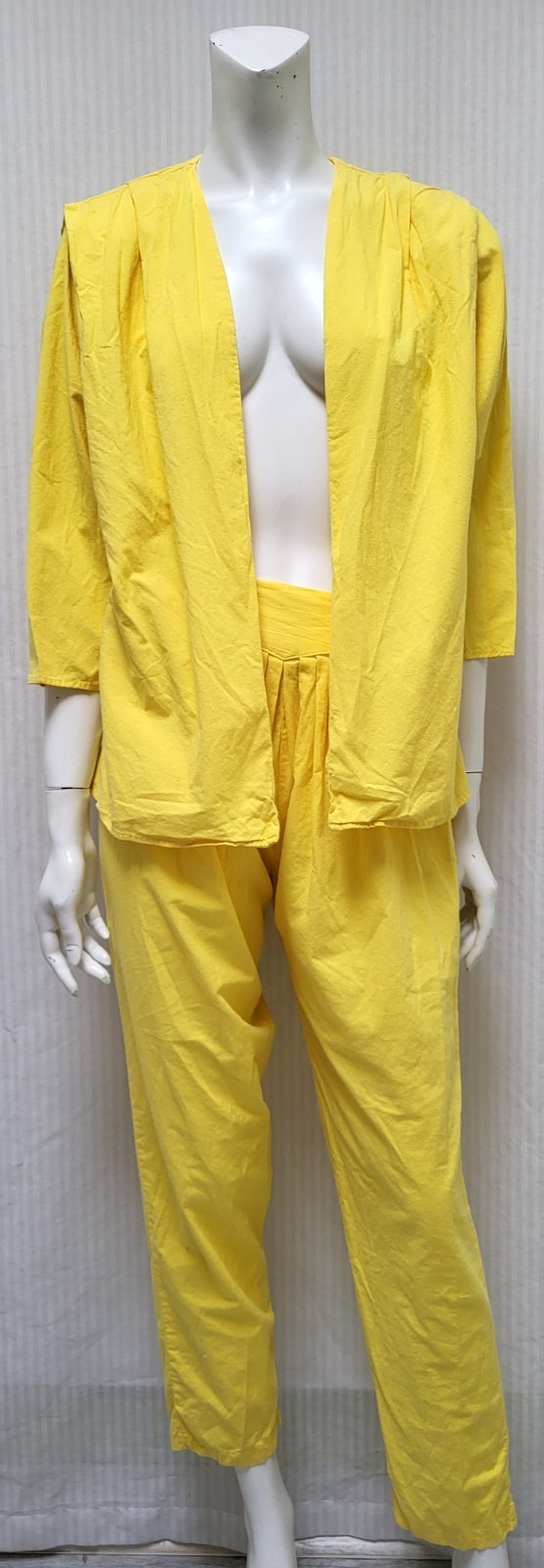 2 Piece 1980’s Vintage Yellow Jacket & Pants Outfit – Size S – EUC
