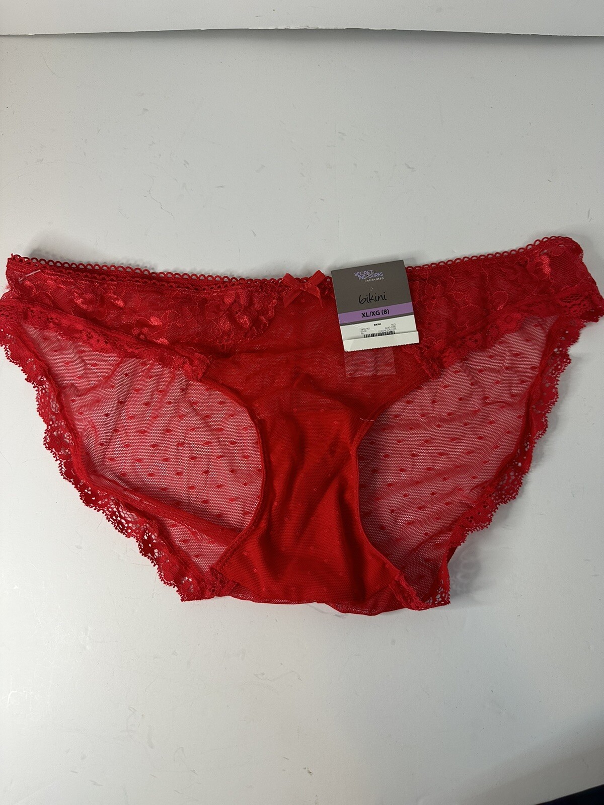 NWT Secret treasures XL 8 Bikini panties lace intimates red