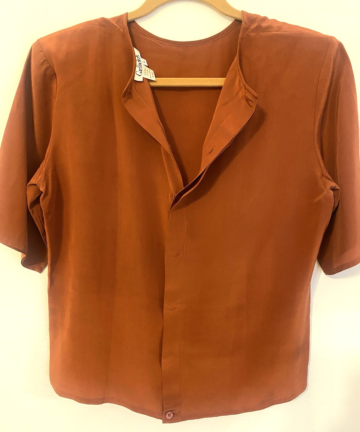 Garfinckel’s Vintage Silk Rust 2 Piece Co-ord Set_Pleated Skirt/Top, Size L