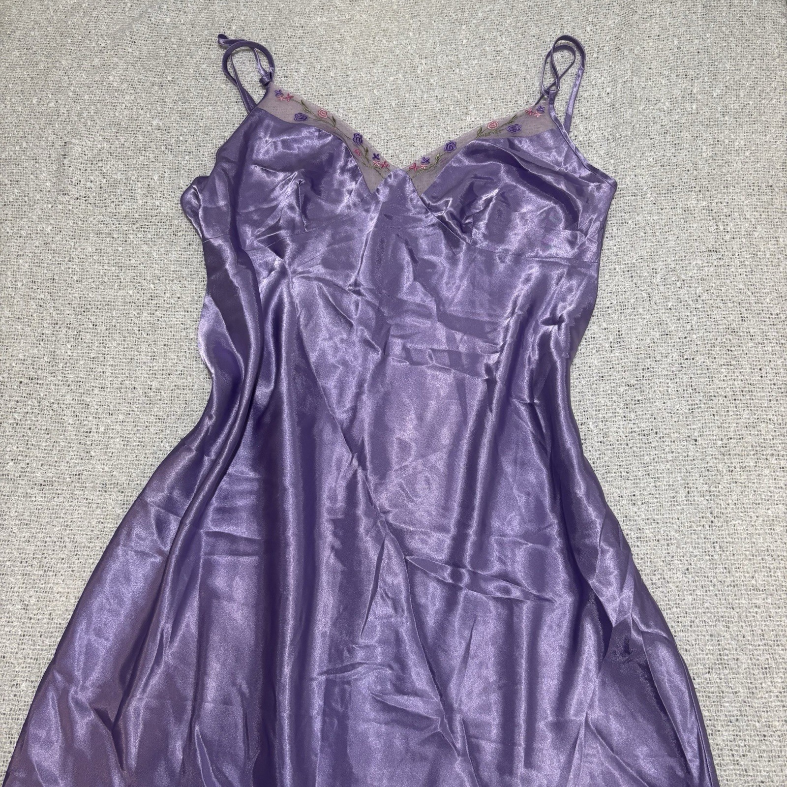 Vintage California Dynasty 80s Cottagecore Slip Gown Sleep Slip Floral Lace Y2K