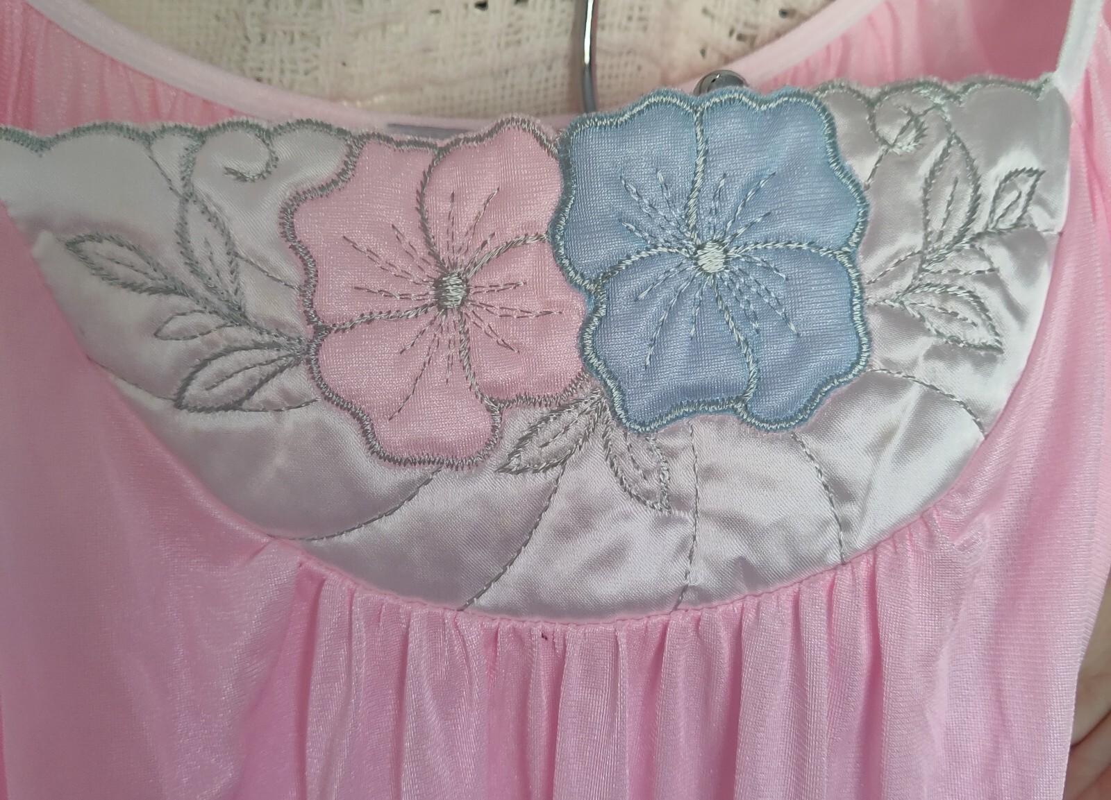 Secret Accents W/Tag Vintage Nightgown 1980’s Era Made In USA Nylon Pink Floral