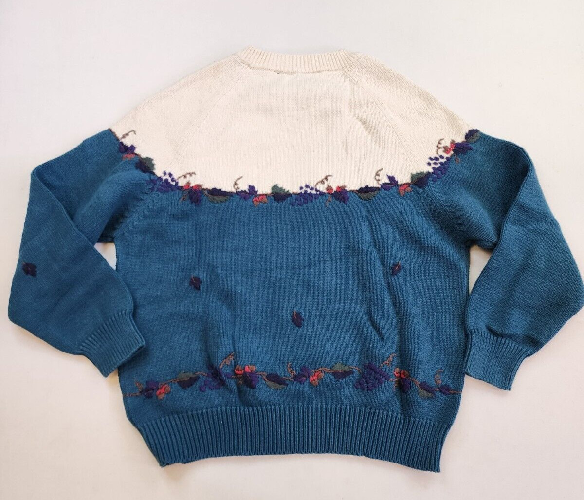 Vintage Northern Reflections S Sweater Fair Isle Embroidered Leaf Granny Jumper