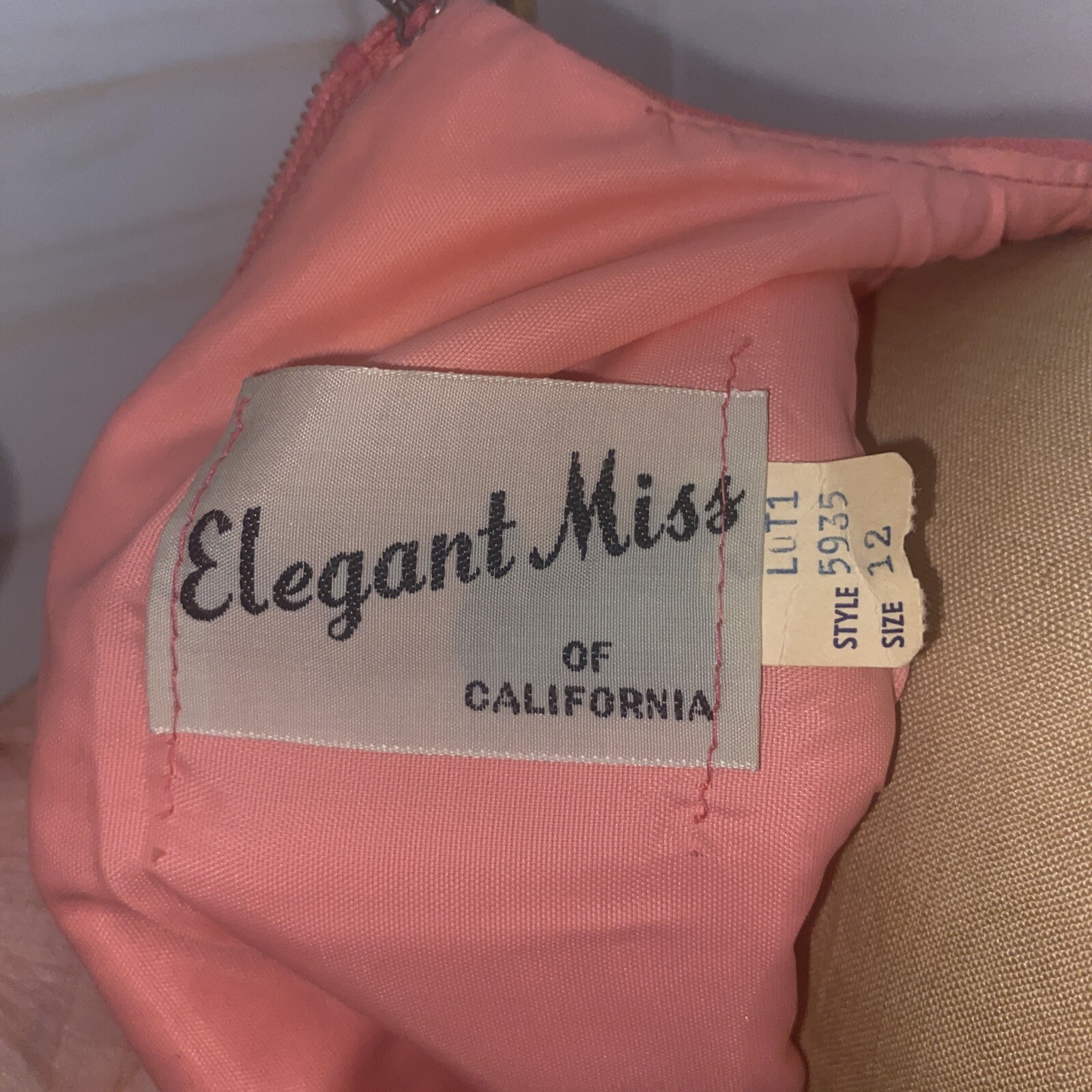 Vintage 60s Salmon Maxi Hostess Elegant Miss Formal Evening Dress Gown Small/Med
