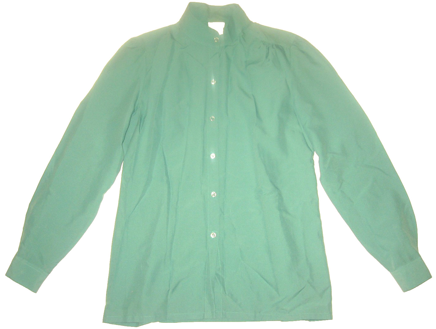 Vintage 1970s SEARS Fashion Place Green Sheer Lightweight L/S Blouse + Xtras 12