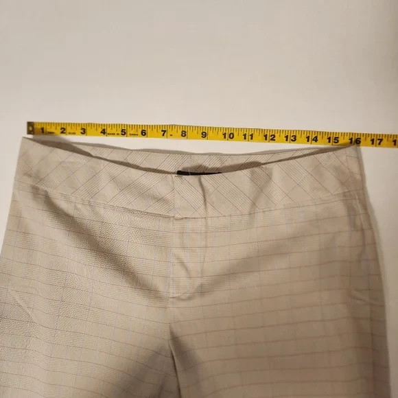 VTG Y2K Kenneth Cole New York Beige Cream Plaid Capris Cropped Pants Size 8 EUC