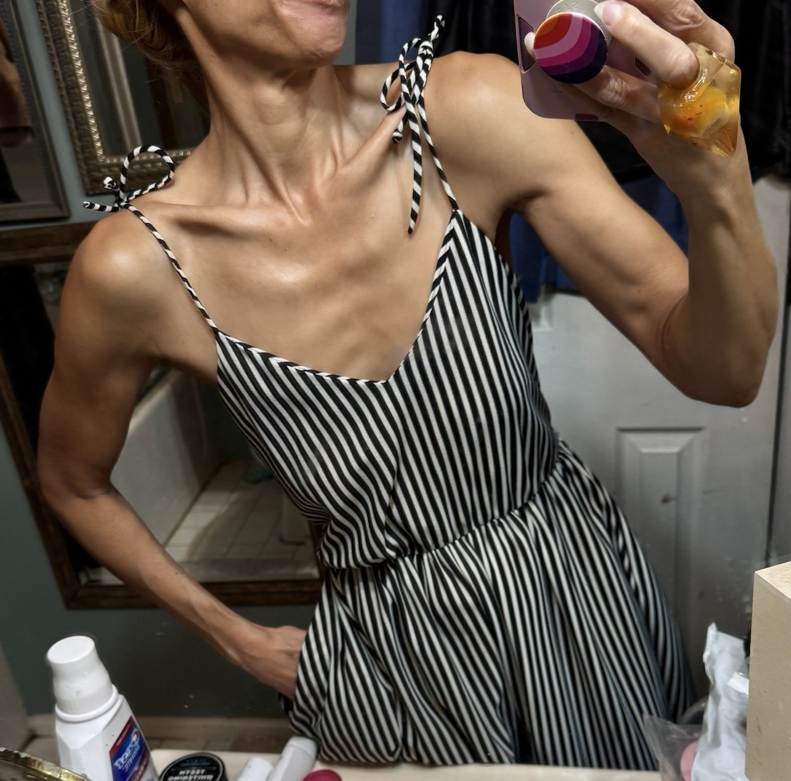 Vtg Diamond’s Run Wayne Harem Striped Jumpsuit Disco Studio 54 70s Dress S M