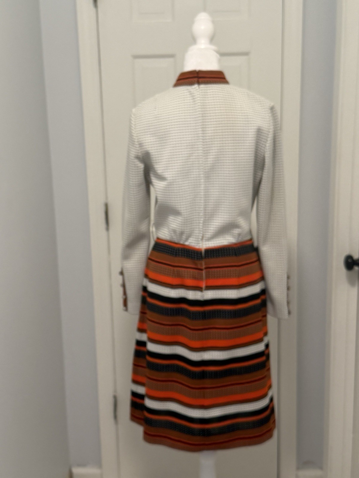 VTG Women’s Multi-Color Polka Dot Stripe Mod Pattern A Line Midi Dress Sz M