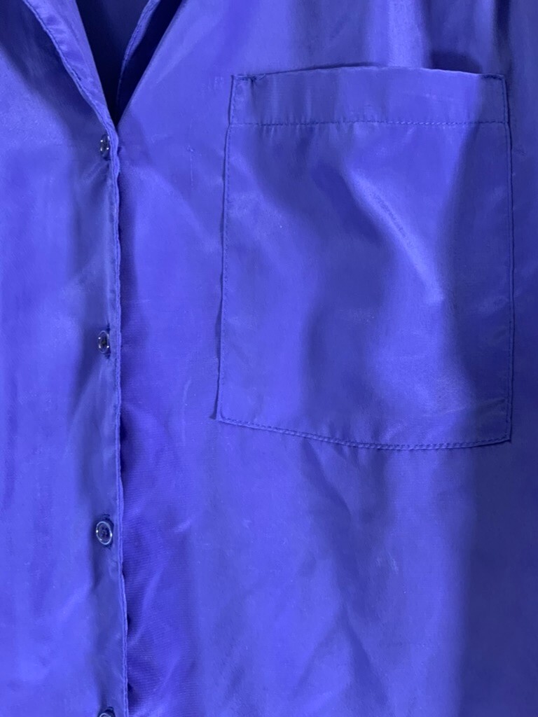 VTG 80’s Impressions Of California Women Top Sz M Blouse Blue Silky NICE!