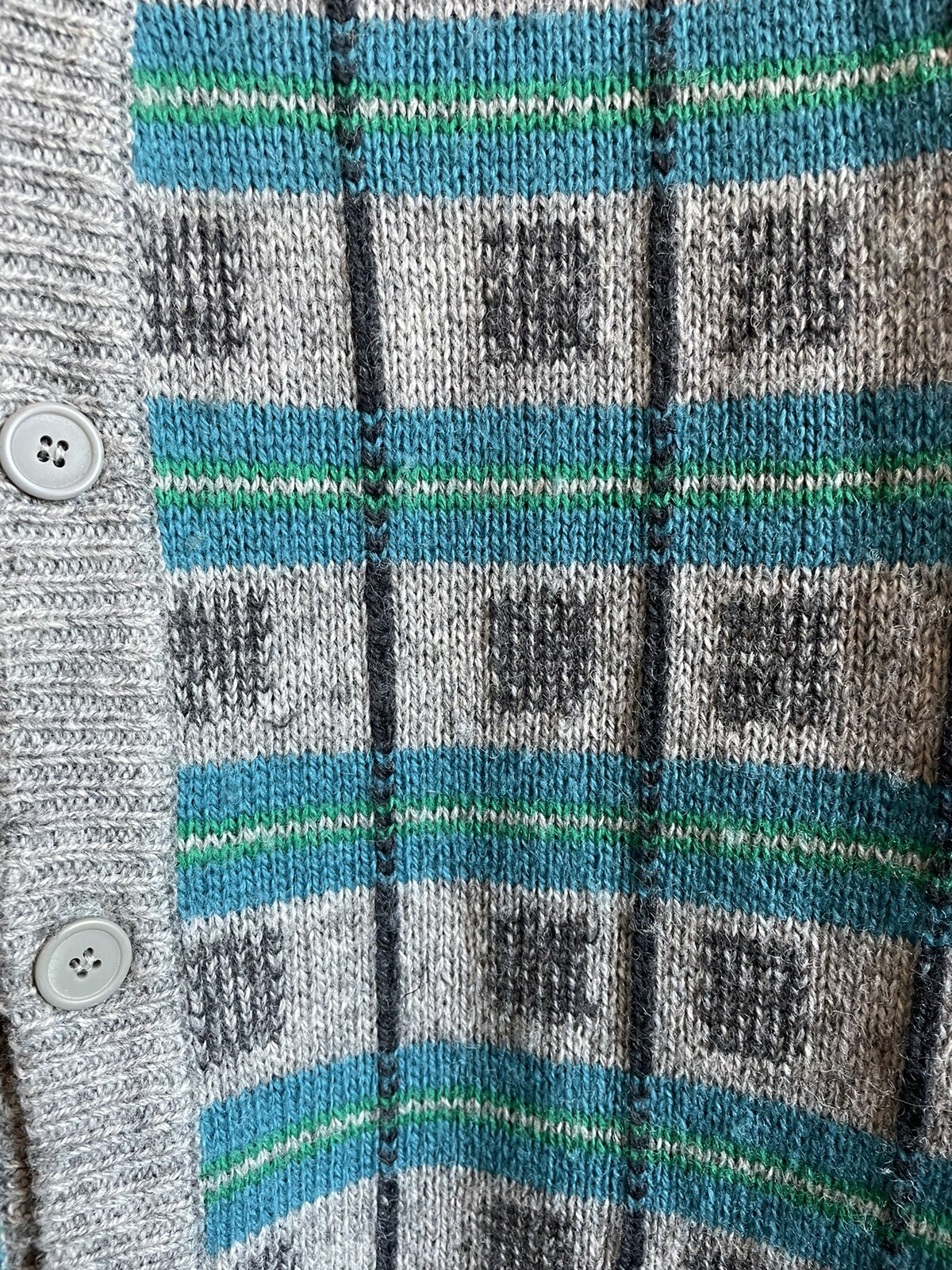 Vintage 1990’s Hill & Archer Wool Button Cardigan Sweater Vest Grey Blue Sz XL L