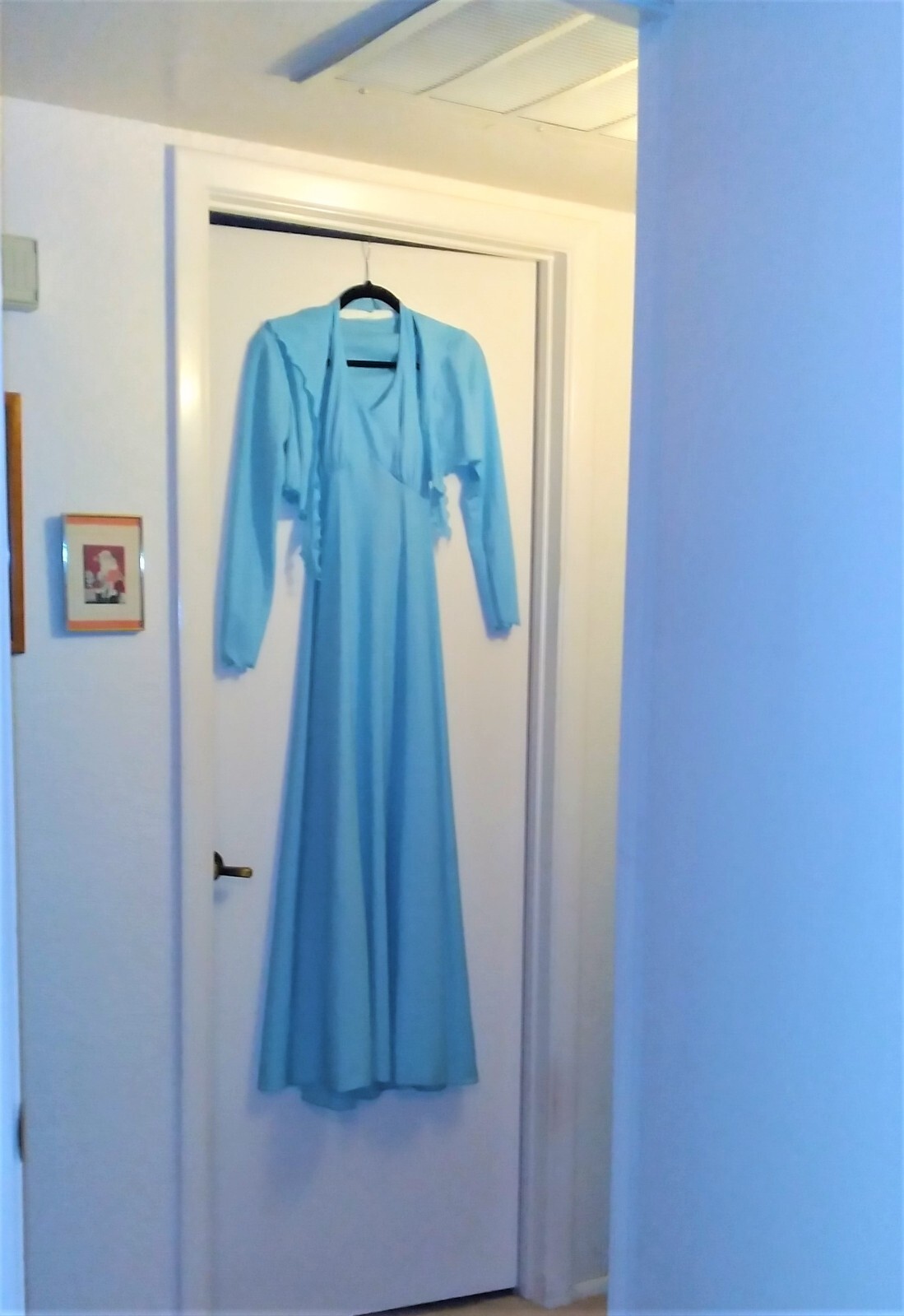 Vintage Light Blue Prom/Formal/Maxi Dress with Hooded Jacket – 1972