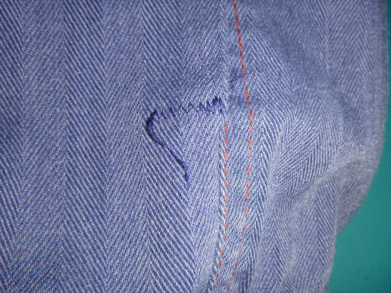 Vtg 70s Groovy The Suit Brand Blue Twill Top & Wide Leg Pants Pleather Trim Sz S