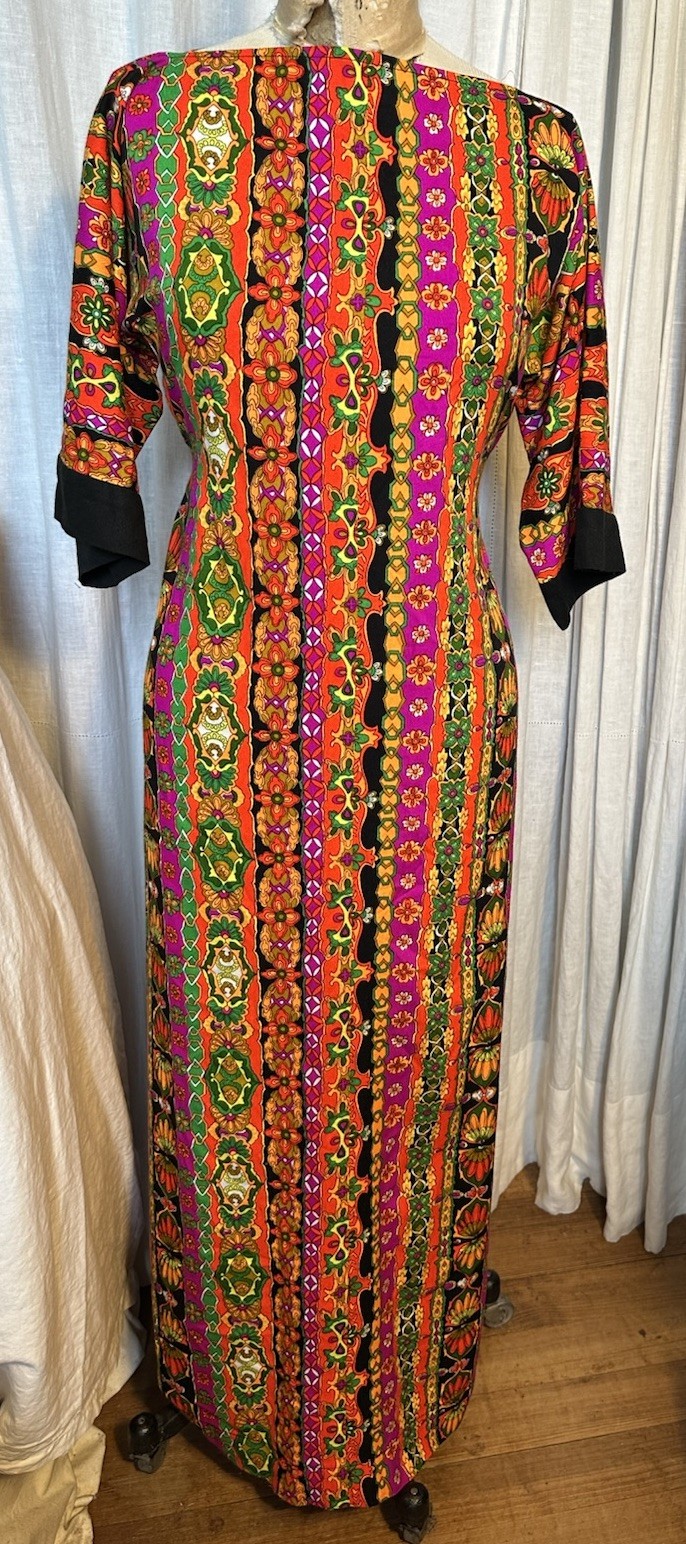 Mod Vintage Colorful Womens Long Dress Sz XS-S Pre-owned