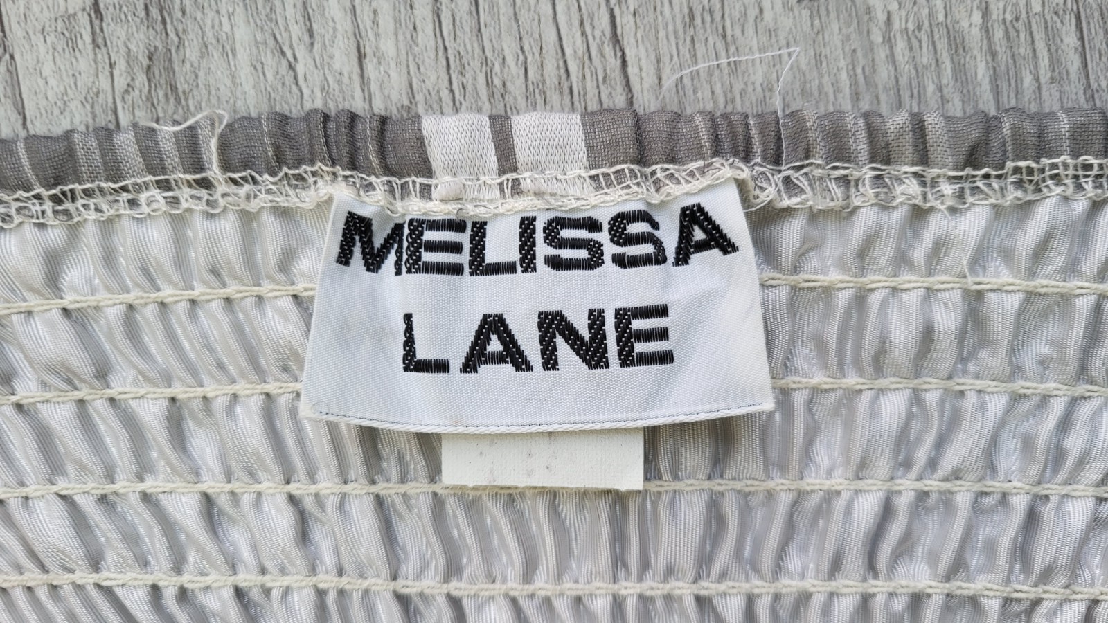 Vintage 1970’s MELISSA LANE Gray Stripe Maxi Dress with Smocking – Size XS/S